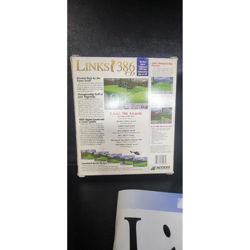 LINKS 386 CD Rom Game Golf Retro Big Box Access Software Install